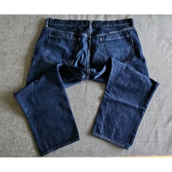 Old Navy Jeans Womens 18 Blue Dark Wash High Rise Slouchy Straight Cropped Boho - Picture 11 of 14